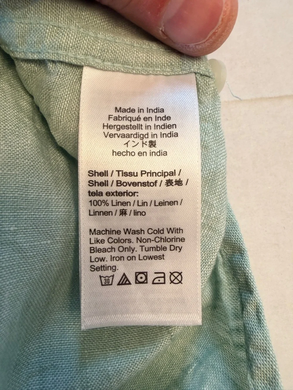 J. Crew Size XL Slim Fit 100%‎ Irish Linen Baird McNutt Light Green Shirt